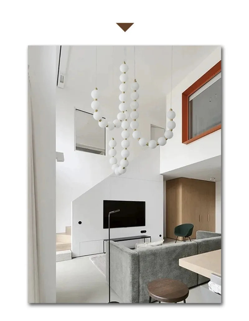 Magic Bean Pearl Necklace Pendant Lamp Nordic Modern Living Room Restaurant Duplex Staircase Apartment Acrylic LED Chandelier