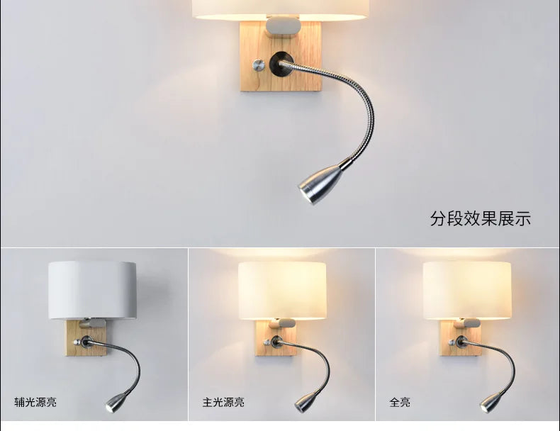 Simple Modern LED Wall Lamps Fixture Creative Living Room Bedroom Bedside Lighting Fixture Stair Corridor Wooden Bracket Light