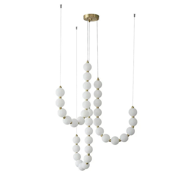 Magic Bean Pearl Necklace Pendant Lamp Nordic Modern Living Room Restaurant Duplex Staircase Apartment Acrylic LED Chandelier