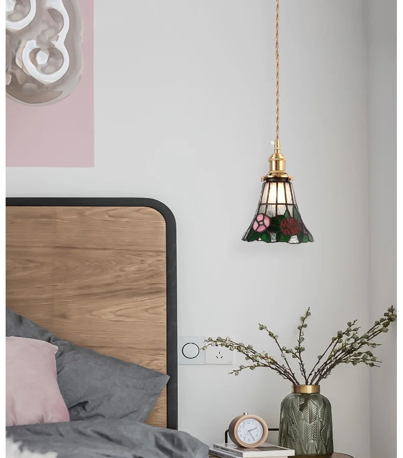Nordic Retro Lattice Pendant Lights Japanese Home Decor Lighting Hanglamp Pendente Simple Bedroom Bedside Pendant Hanging Lamps
