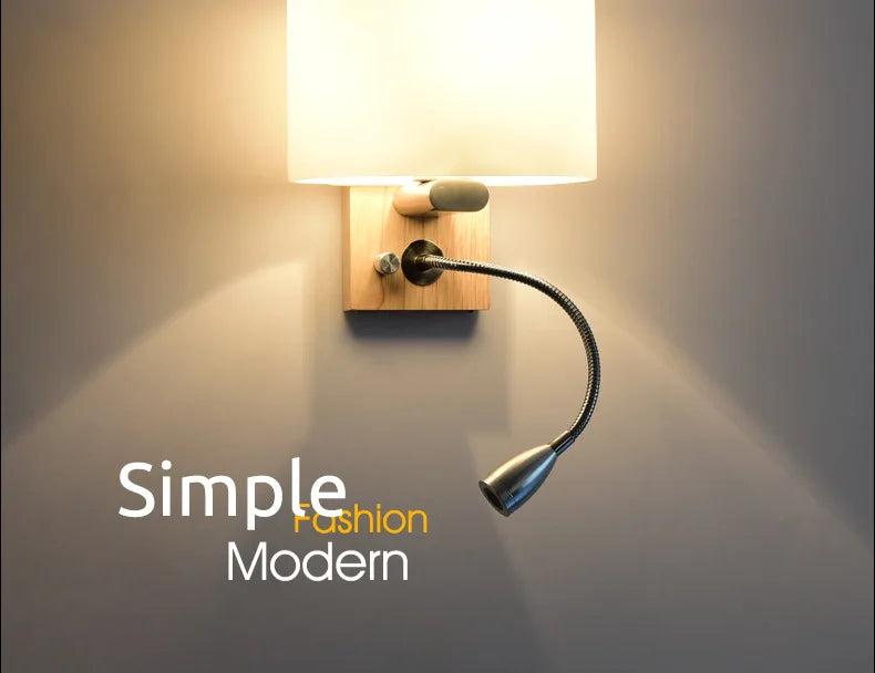 Simple Modern LED Wall Lamps Fixture Creative Living Room Bedroom Bedside Lighting Fixture Stair Corridor Wooden Bracket Light