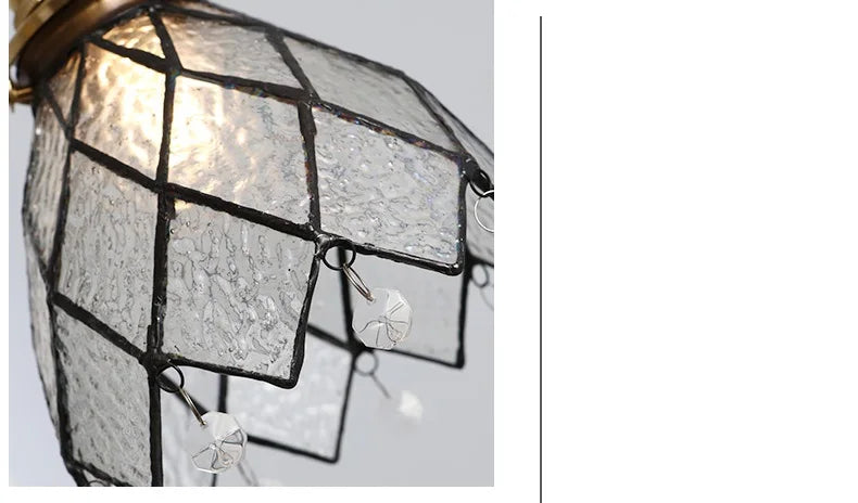 Nordic Retro Lattice Pendant Lights Japanese Home Decor Lighting Hanglamp Pendente Simple Bedroom Bedside Pendant Hanging Lamps