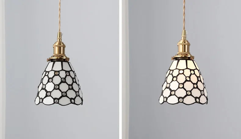 Nordic Retro Lattice Pendant Lights Japanese Home Decor Lighting Hanglamp Pendente Simple Bedroom Bedside Pendant Hanging Lamps