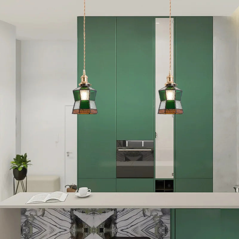 Nordic Retro Lattice Pendant Lights Japanese Home Decor Lighting Hanglamp Pendente Simple Bedroom Bedside Pendant Hanging Lamps