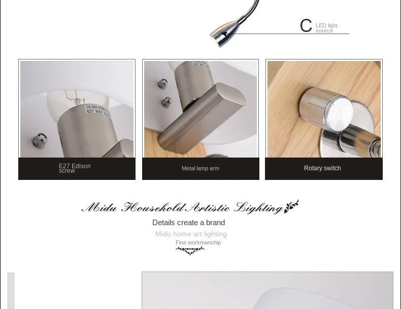 Simple Modern LED Wall Lamps Fixture Creative Living Room Bedroom Bedside Lighting Fixture Stair Corridor Wooden Bracket Light