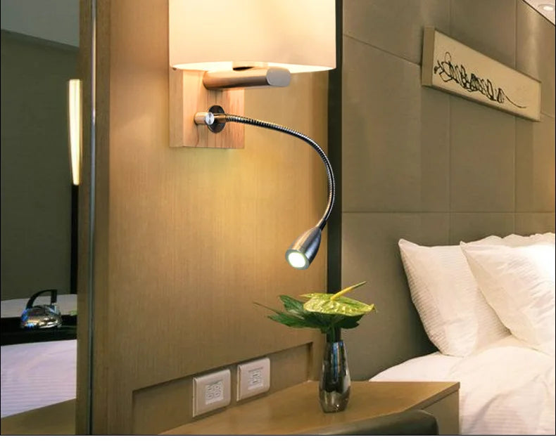 Simple Modern LED Wall Lamps Fixture Creative Living Room Bedroom Bedside Lighting Fixture Stair Corridor Wooden Bracket Light