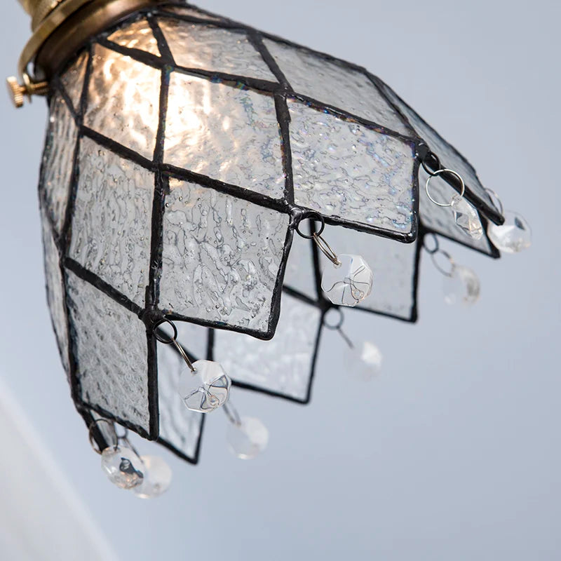 Nordic Retro Lattice Pendant Lights Japanese Home Decor Lighting Hanglamp Pendente Simple Bedroom Bedside Pendant Hanging Lamps