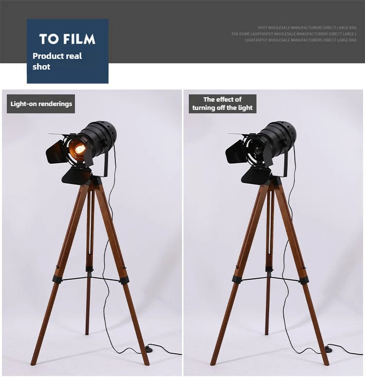 American Floor Lamp Retro Industrial Style Solid Wood LED Creative Simplicity Parlor Bedroom Bedside Decoration Standard Light
