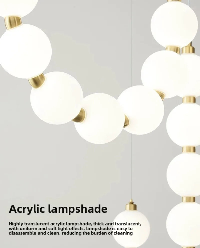 Magic Bean Pearl Necklace Pendant Lamp Nordic Modern Living Room Restaurant Duplex Staircase Apartment Acrylic LED Chandelier