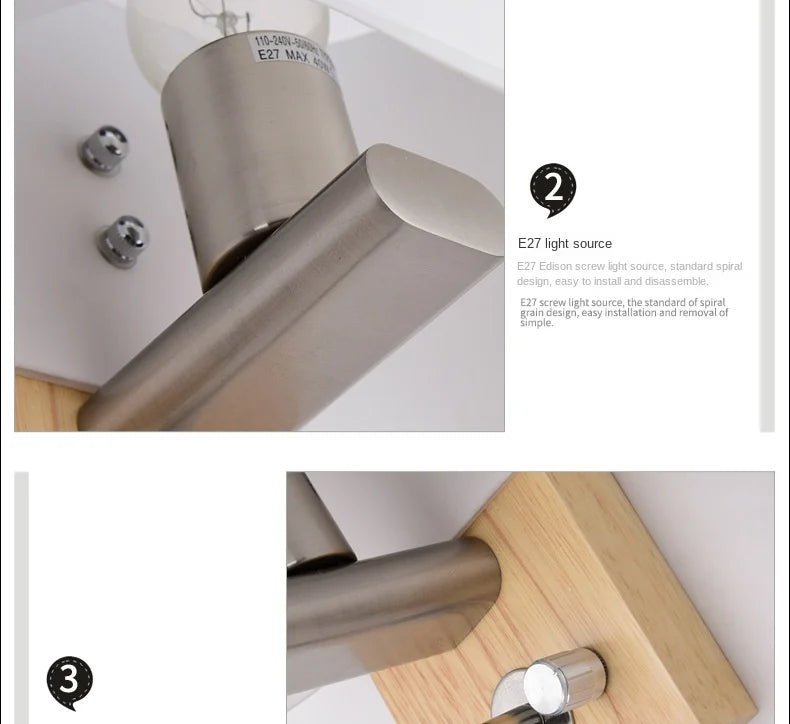 Simple Modern LED Wall Lamps Fixture Creative Living Room Bedroom Bedside Lighting Fixture Stair Corridor Wooden Bracket Light