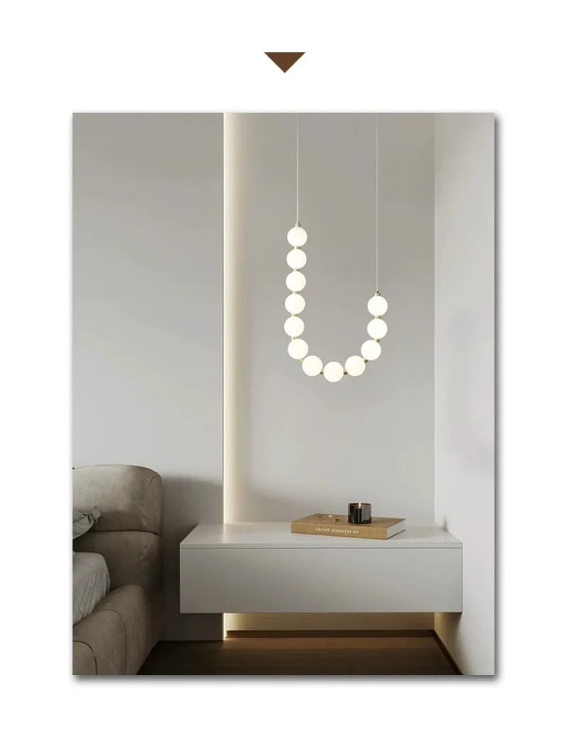 Magic Bean Pearl Necklace Pendant Lamp Nordic Modern Living Room Restaurant Duplex Staircase Apartment Acrylic LED Chandelier