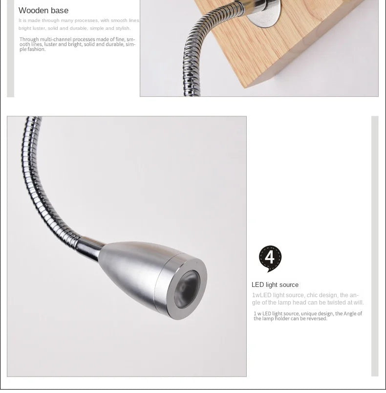 Simple Modern LED Wall Lamps Fixture Creative Living Room Bedroom Bedside Lighting Fixture Stair Corridor Wooden Bracket Light