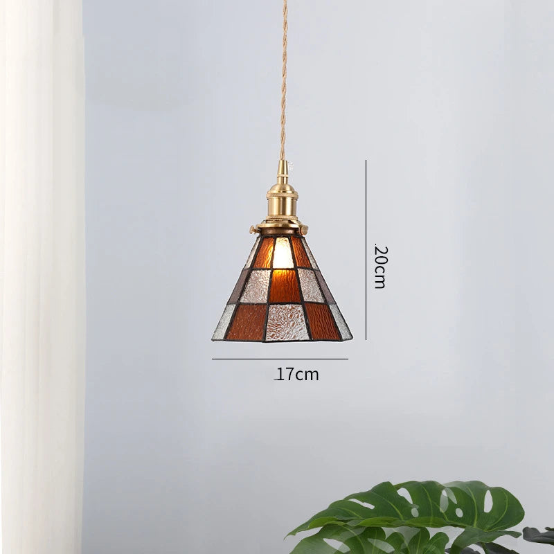 Nordic Retro Lattice Pendant Lights Japanese Home Decor Lighting Hanglamp Pendente Simple Bedroom Bedside Pendant Hanging Lamps