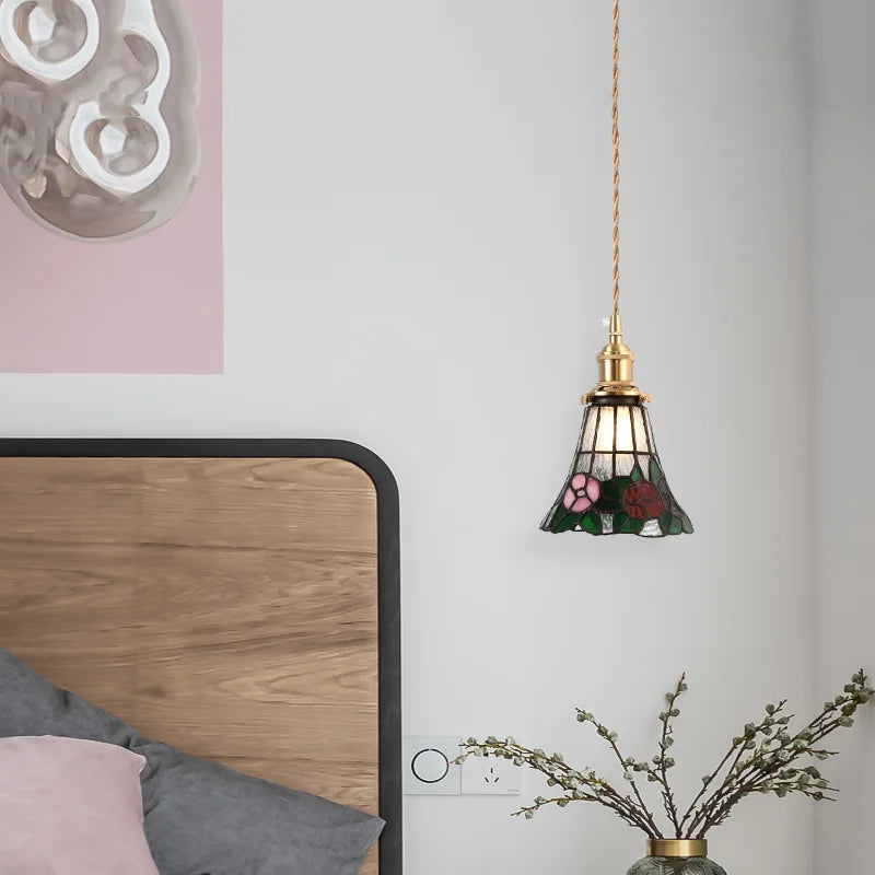 Nordic Retro Lattice Pendant Lights Japanese Home Decor Lighting Hanglamp Pendente Simple Bedroom Bedside Pendant Hanging Lamps