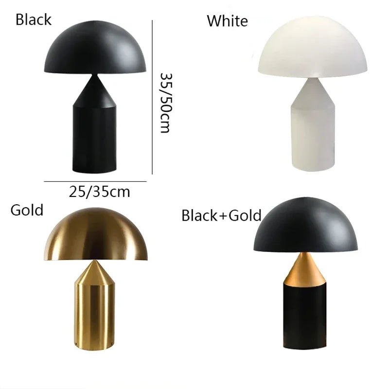 Italy Mushroom Table Lamp Gold/black/white Metal Desk Light Desk Living Dining Room Bedroom Bedside Decoration Standing Lamps G9