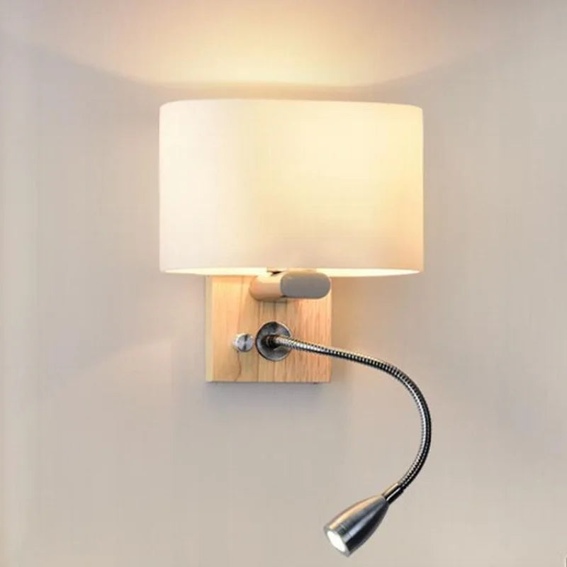 Simple Modern LED Wall Lamps Fixture Creative Living Room Bedroom Bedside Lighting Fixture Stair Corridor Wooden Bracket Light