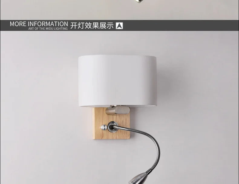 Simple Modern LED Wall Lamps Fixture Creative Living Room Bedroom Bedside Lighting Fixture Stair Corridor Wooden Bracket Light