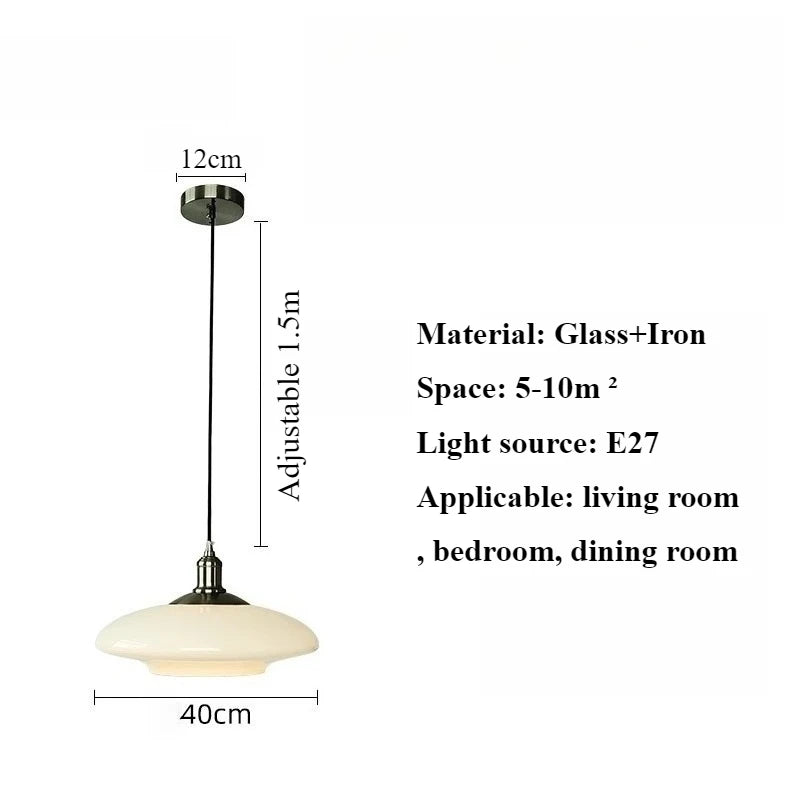Bauhaus Pendant Light French Luxury Cream Wind Restaurant Ceiling Lamp Living Room Bedroom Balcony Study LED Glass Chandelier