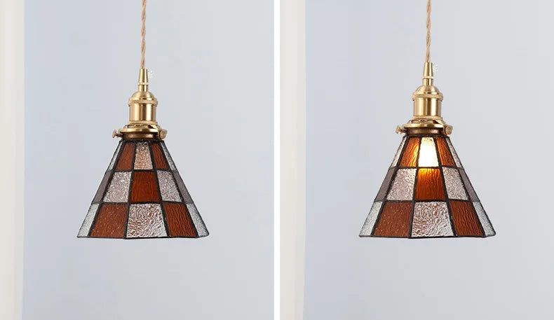 Nordic Retro Lattice Pendant Lights Japanese Home Decor Lighting Hanglamp Pendente Simple Bedroom Bedside Pendant Hanging Lamps