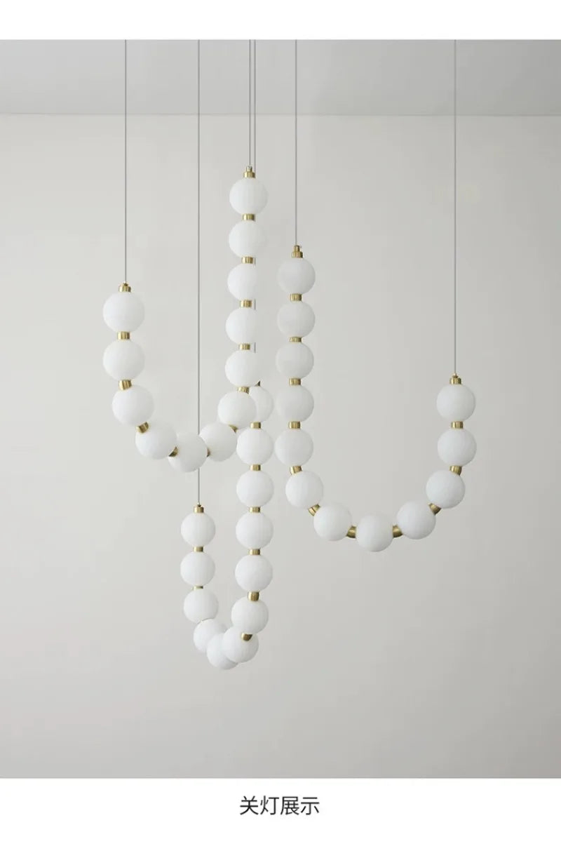 Magic Bean Pearl Necklace Pendant Lamp Nordic Modern Living Room Restaurant Duplex Staircase Apartment Acrylic LED Chandelier