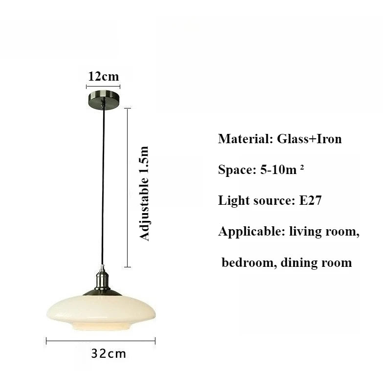 Bauhaus Pendant Light French Luxury Cream Wind Restaurant Ceiling Lamp Living Room Bedroom Balcony Study LED Glass Chandelier