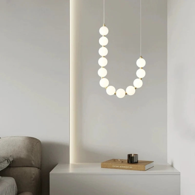 Magic Bean Pearl Necklace Pendant Lamp Nordic Modern Living Room Restaurant Duplex Staircase Apartment Acrylic LED Chandelier