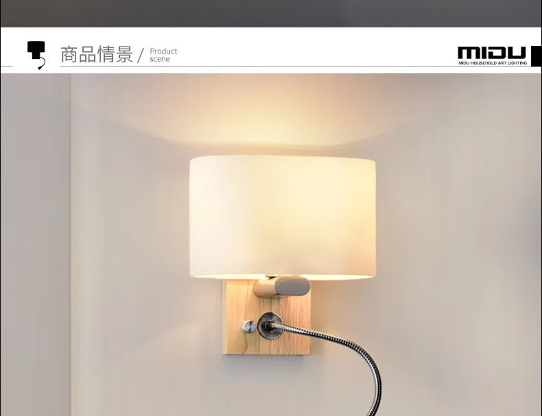 Simple Modern LED Wall Lamps Fixture Creative Living Room Bedroom Bedside Lighting Fixture Stair Corridor Wooden Bracket Light