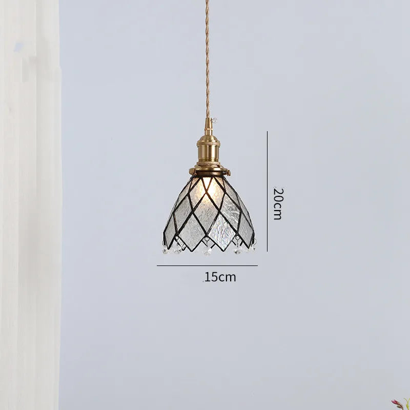 Nordic Retro Lattice Pendant Lights Japanese Home Decor Lighting Hanglamp Pendente Simple Bedroom Bedside Pendant Hanging Lamps