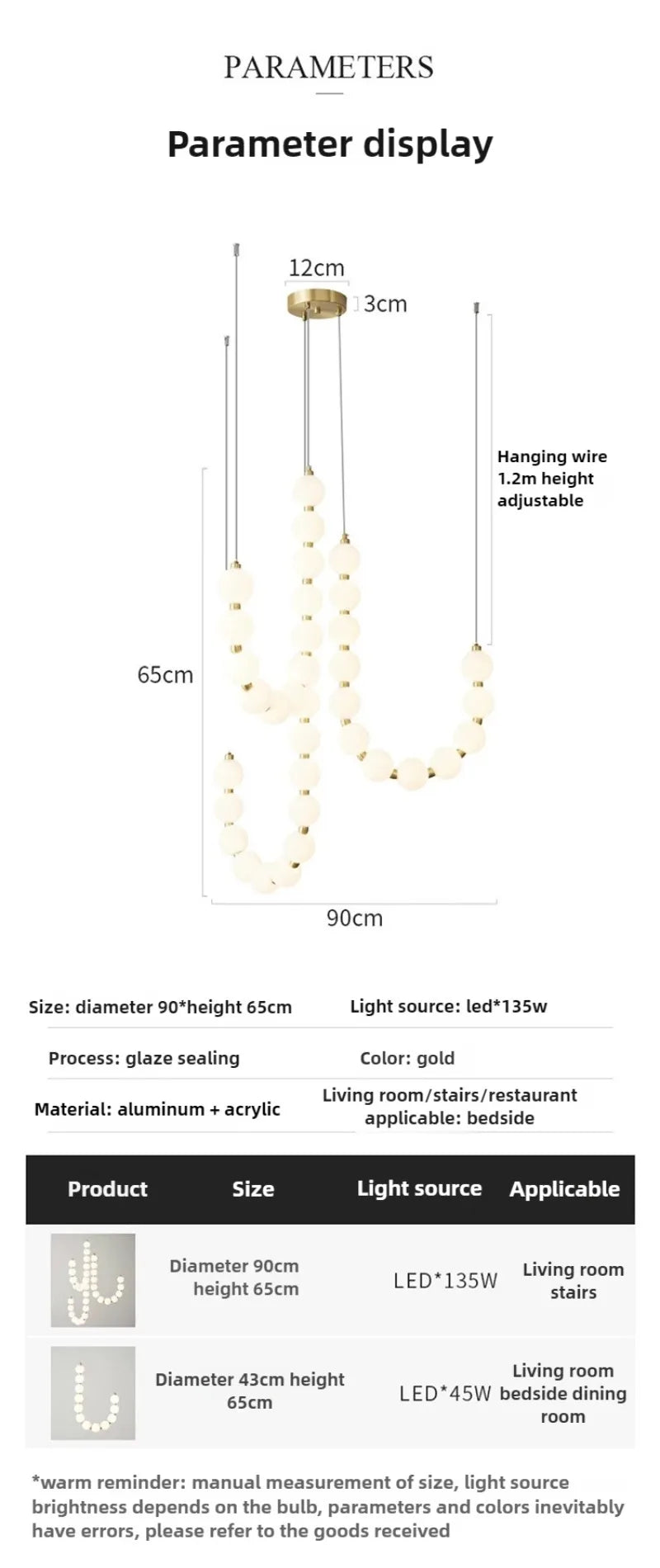 Magic Bean Pearl Necklace Pendant Lamp Nordic Modern Living Room Restaurant Duplex Staircase Apartment Acrylic LED Chandelier